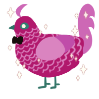 Cloie, a fuchsia and orchid chicken with a lace pattern