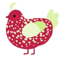 A crimson and apple chicken with a speckle pattern