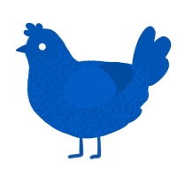 A ultramarine chicken with a double-lace pattern