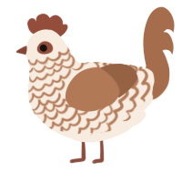 A cream and brown chicken with a lace pattern