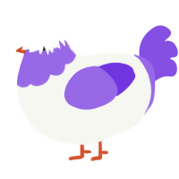 Powdered Donut, a white and blurple chicken with a head pattern