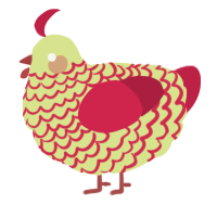 A lemon and crimson chicken with a lace pattern
