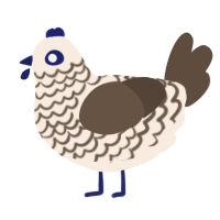 A cream and bark chicken with a lace pattern