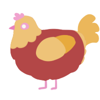 A red and honey chicken with a head pattern