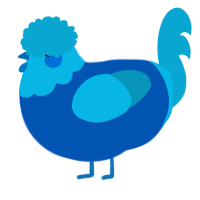 A ultramarine and cerulean chicken with a head pattern