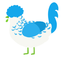 A white and sky chicken with a half-lace pattern