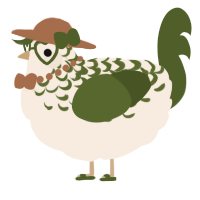 A cream and olive chicken with a half-lace pattern