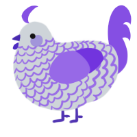 A mist and blurple chicken with a lace pattern