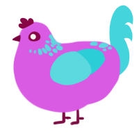 A orchid and aqua chicken with a neck-speckle pattern