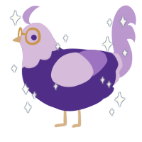 Twilight Sparkle, a indigo and lilac chicken with a head pattern