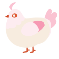 A cream and rose chicken with a head pattern