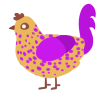 A honey and amethyst chicken with a speckle pattern