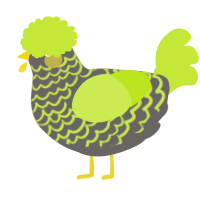 A grey and lime chicken with a lace pattern