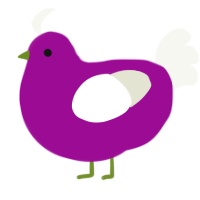 Grape, a plum and white chicken