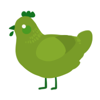 A chartreuse chicken with a neck-band pattern