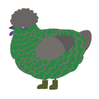 A viridian and grey chicken with a lace pattern