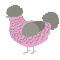 A pink and ash chicken with a lace pattern