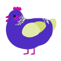 A indigo and lemon chicken with a neck-band pattern