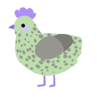A gluppy and ash chicken with a speckle pattern