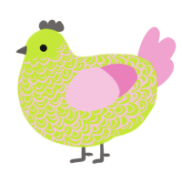 A lime and pink chicken with a double-lace pattern