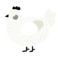 A white chicken with a lace pattern