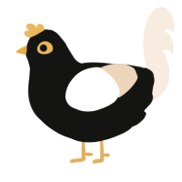 A black and cream chicken