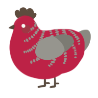 A crimson and ash chicken with a half-bar pattern