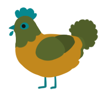 A ochre and olive chicken with a head pattern