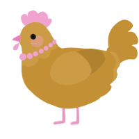 A gold chicken with a head pattern
