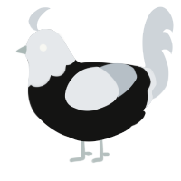 A black and mist chicken with a head pattern