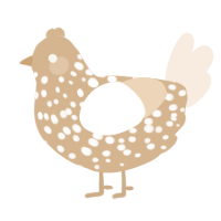 A beige and cream chicken with a speckle pattern