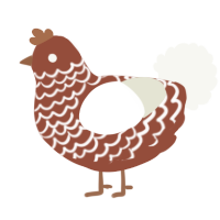A russet and white chicken with a lace pattern