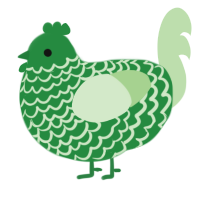 A viridian and gluppy chicken with a lace pattern