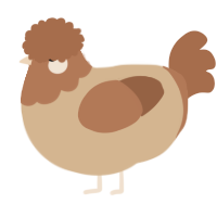 A beige and brown chicken with a head pattern