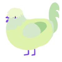 A apple and gluppy chicken with a head pattern