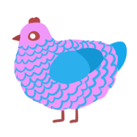 A lavender and sky chicken with a lace pattern