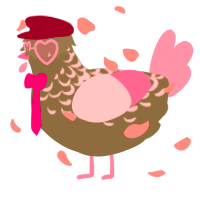 A grey and pink chicken with a half-lace pattern