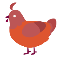 A vermilion and red chicken with a head pattern