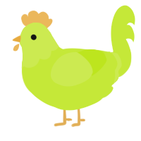 A lime chicken with a head pattern