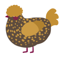 A bark and gold chicken with a speckle pattern