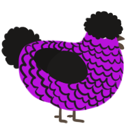A amethyst and sable chicken with a lace pattern