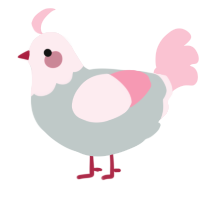 Pastell, a silver and rose chicken with a head pattern