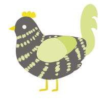 A grey and lemon chicken with a bar pattern
