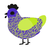 A indigo and lime chicken with a double-lace pattern