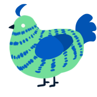 A spring and ultramarine chicken with a bar pattern