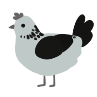 A silver and black chicken with a neck-speckle pattern