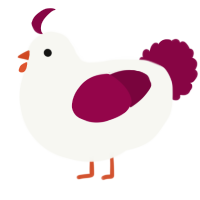 A white and maroon chicken