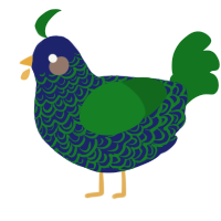 A navy and leaf chicken with a double-lace pattern