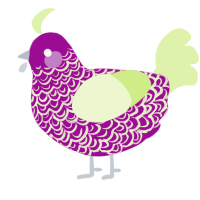 A plum and apple chicken with a double-lace pattern