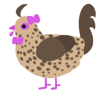 A beige and bark chicken with a speckle pattern